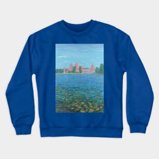 Trakai Castle and water lilies, Lithuania Crewneck Sweatshirt